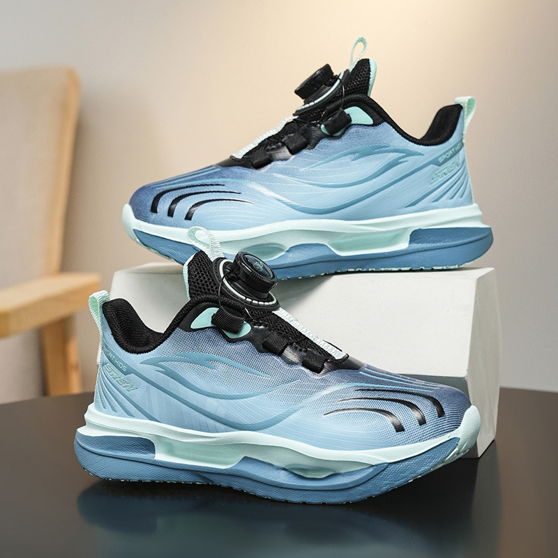 Niños callejera de marea zapatos 2025 nuevos niños coloridos zapatos transpirables casuales giratorios botones zapatos de corrida al aire libre para niñas