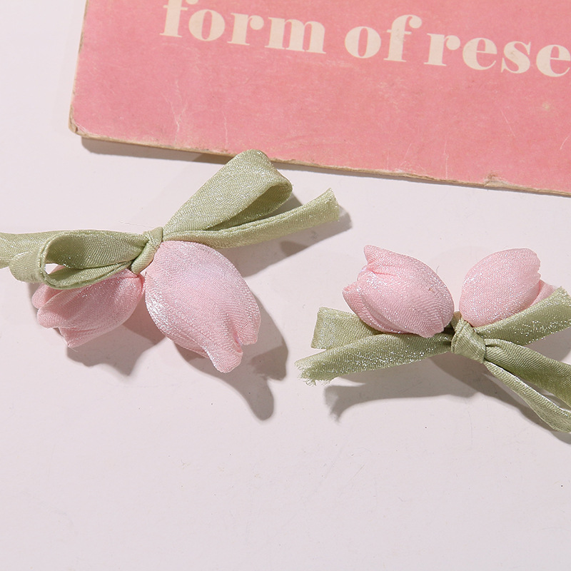 Brotes de flores coreanos simulados flores de tulipanes arco diy fresco clip de cabello cinta ropa falda accesorios clip de cabello