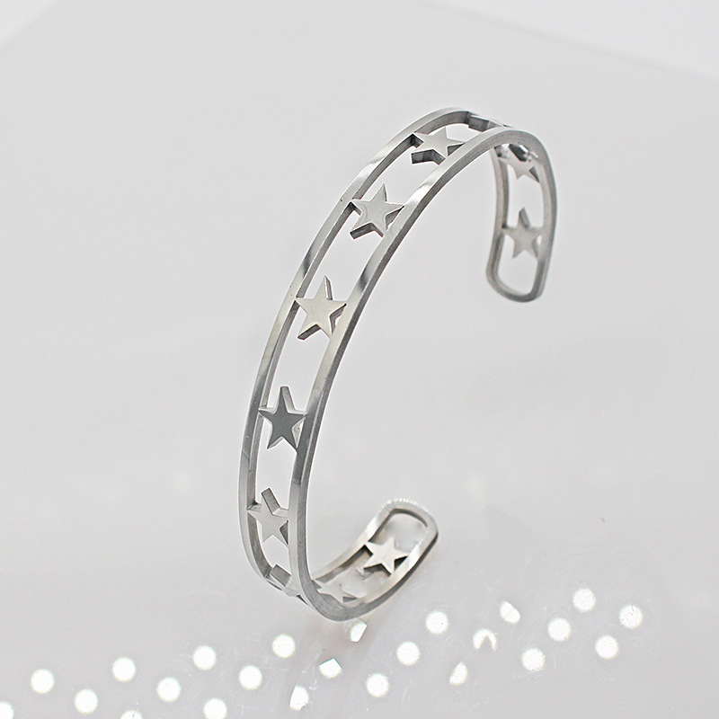 Retro Star Stainless Steel Plating Bangle 1 Piece
