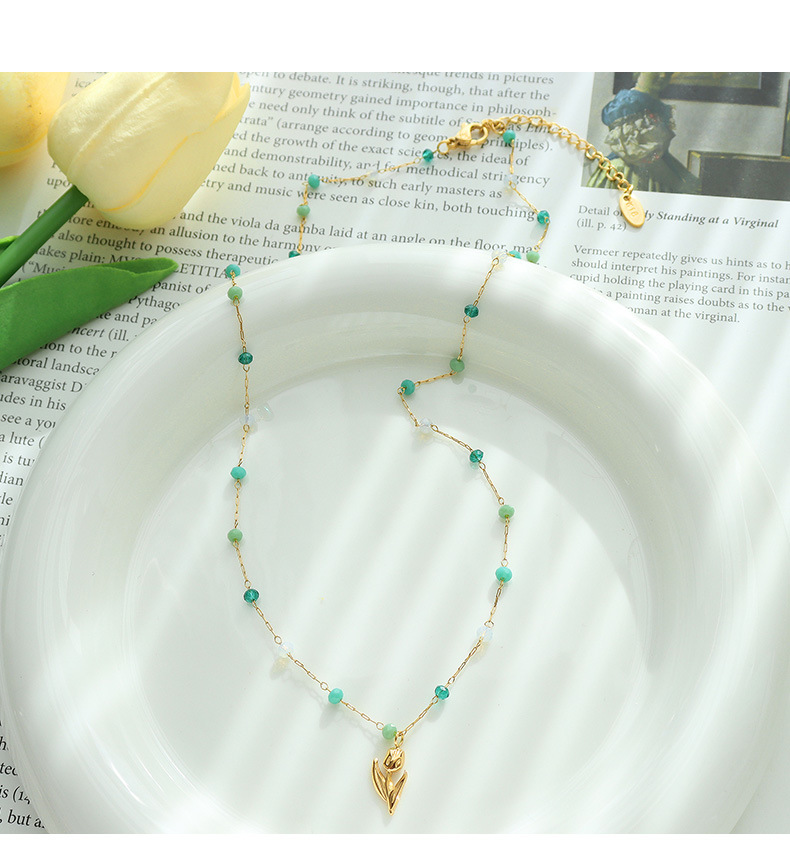 Daily Occasion PVD Coated Real Gold Plated 18K Gold Flower 304 Stainless Steel Simple Style Waterproof Non Tarnish 304 Stainless Steel Necklace