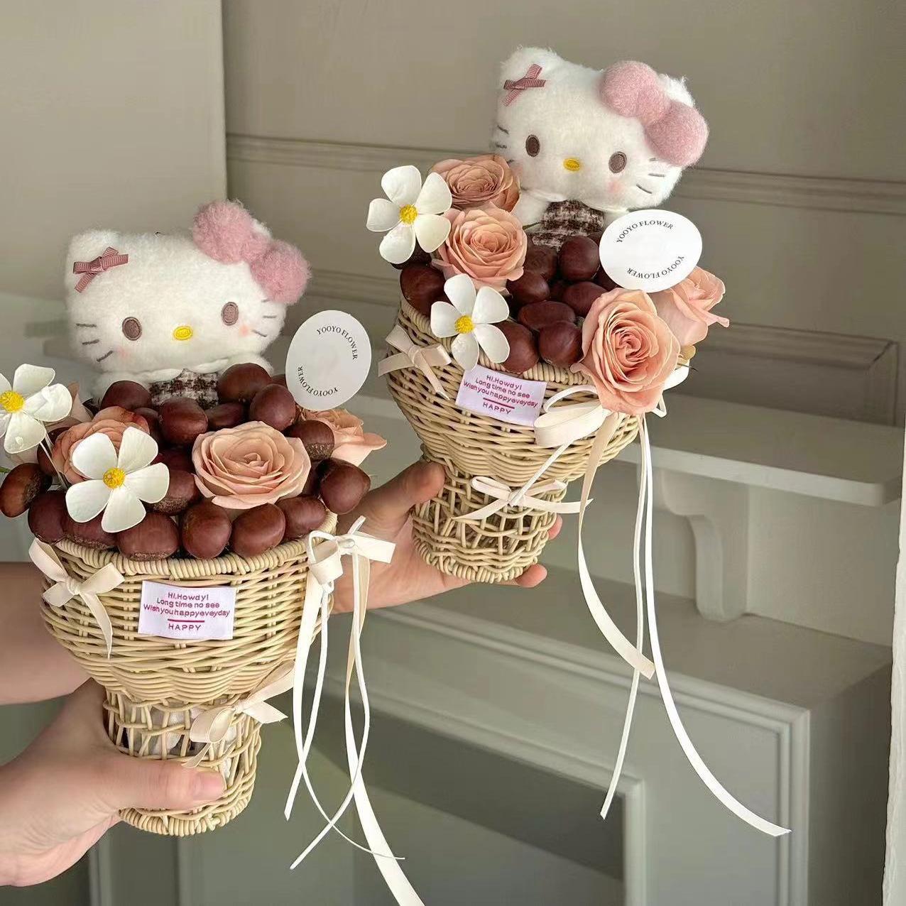 东方家 藤编仿藤编织冰激凌杯花篮鲜花花篮K10