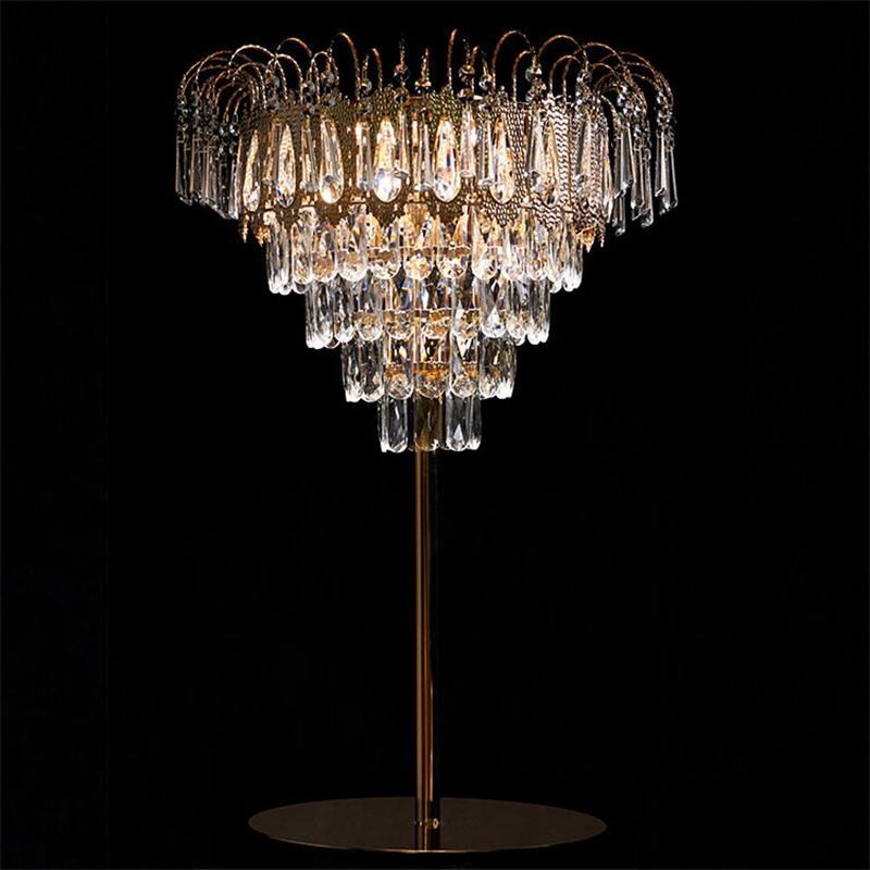 Accesorios de boda, flores de cristal, guía de carretera, postre de hierro, mesa, adornos de flores, decoración de la escena de la boda, estilo luminoso