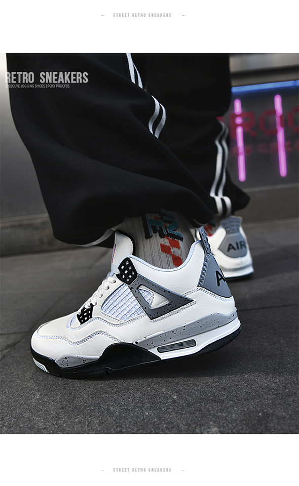 Giày sneaker thể thao cổ thấp đế dày chống trượt, thân da nhân tạo thoáng khí, dáng giày bóng rổ — Mẹ điện, Paris, thần sấm sét, xi măng trắng chi tiết 30