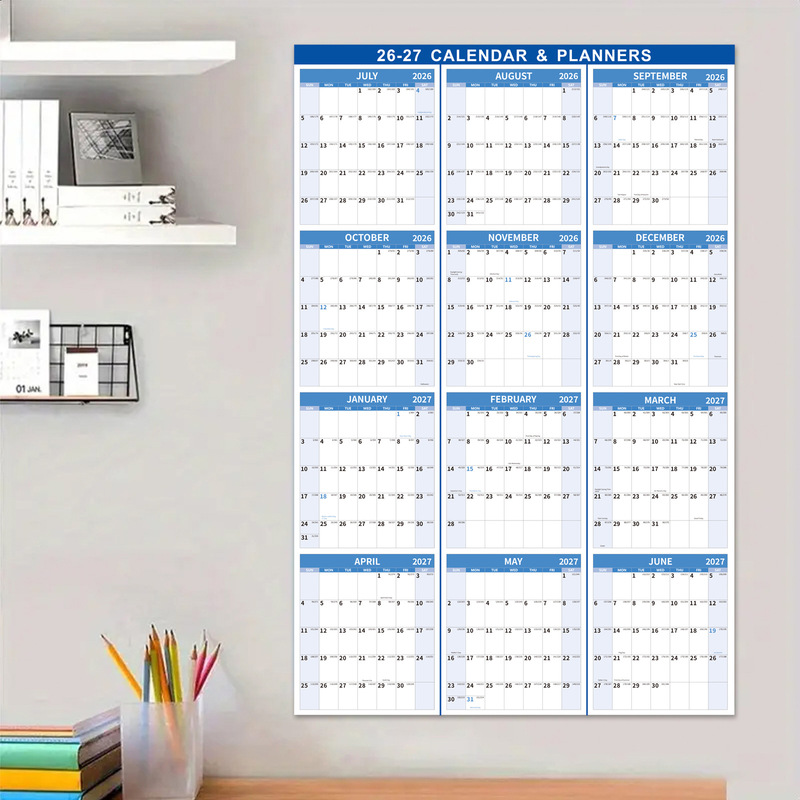 In-Stock 2026.7-2027.7 Single-Page Erasable Wall Calendar, Cross-Border Wall-Mounted Double-Sided Calendar, Customizable