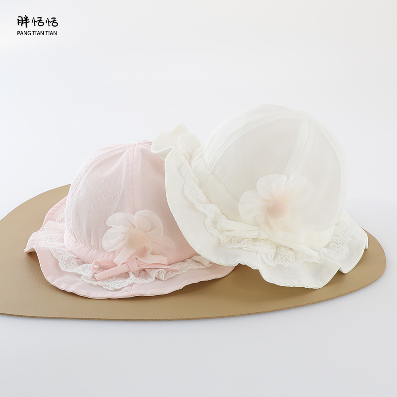 Sombreros para bebés primavera y otoño dulce lindo pequeño mes de edad niñas sombrero de pescador protector solar delgado sombrero de pescador para bebés