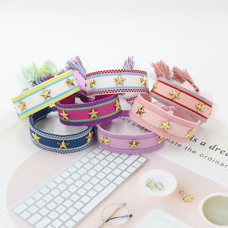 8g Weight Bracelets Classification 1 Piece Bohemian Star Stripe Polyester Unisex Bracelets