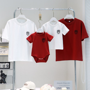 Douyin 2025 Family Summer Clothes for a Family of Three or Four Baby 100-Day Internet Celebrity Mother-Daughter Mother-Child Style Short-Sleeved T-Shirt