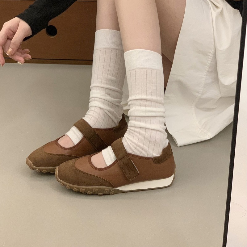 跟高2.5cm~复古圆头魔术贴玛丽珍鞋女2025秋软底休闲芭蕾厚底单鞋|undefined