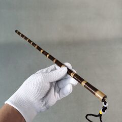 天然实心金丝竹教鞭戒尺文玩把玩件教师棍紫竹根竹子手把鞭