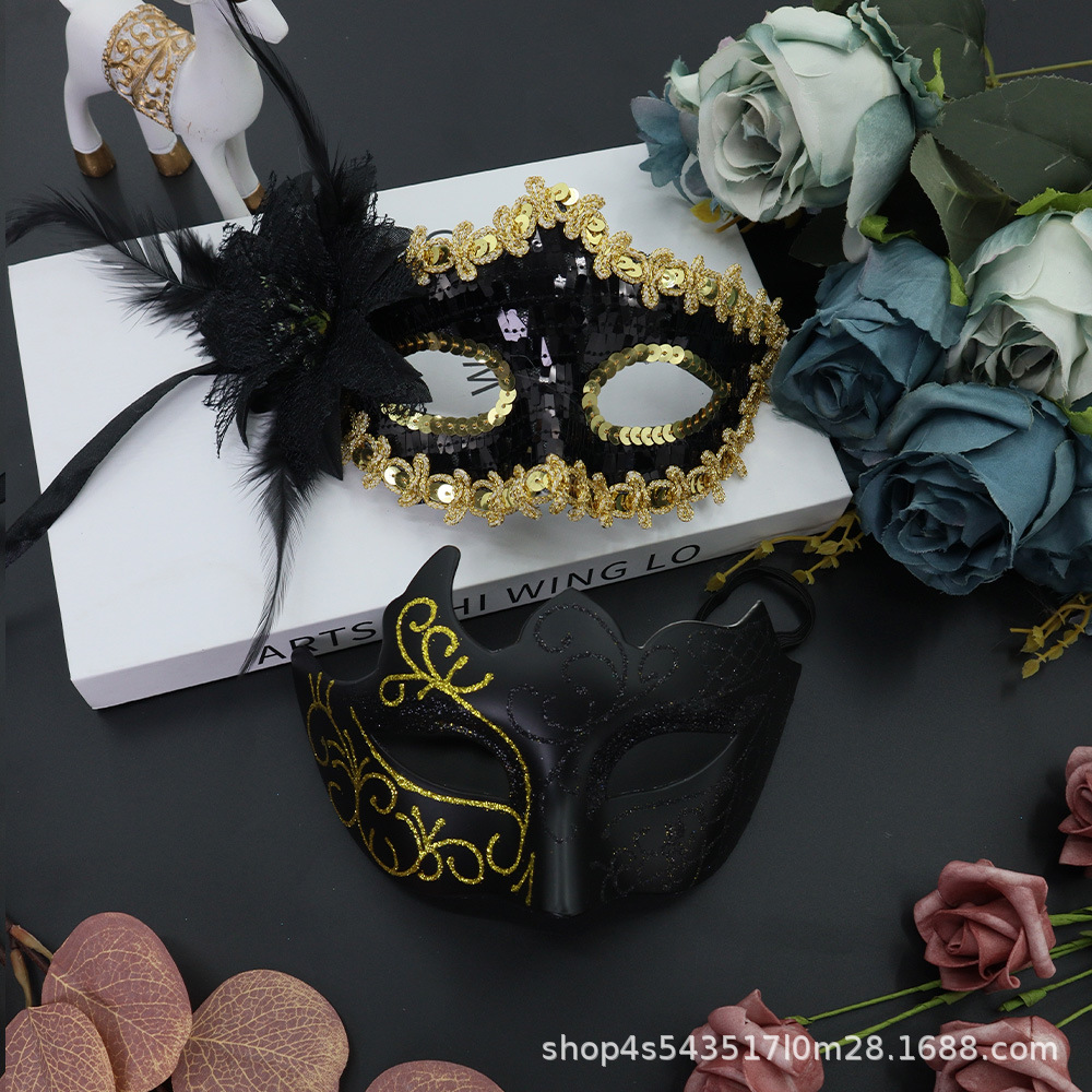 Tronos transfronterizos Amazon venta caliente máscara de fiesta de disfraces traje de moda pintura de media cara máscara de fiesta de carnaval