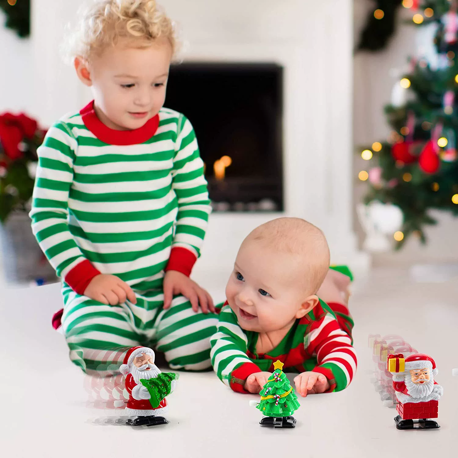 Christmas wind-up toy for elderly, set, pinguin