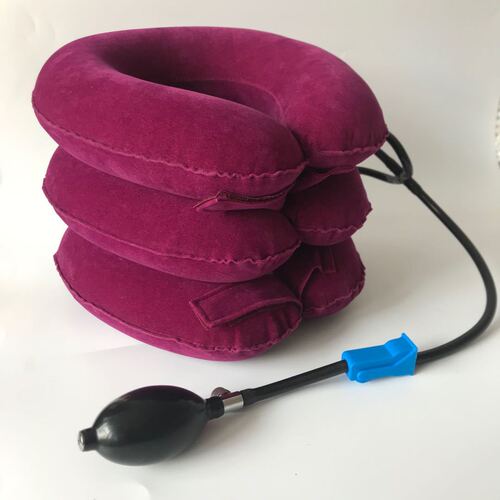 Manufacturer wholesale full wool three-tube cervical traction instrument with thick inner bladder inflatable cervical pillow for neck protection, can be shipped on behalf