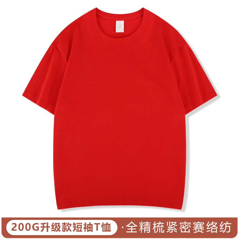 220g algodón peinado Camiseta cuello redondo ropa de trabajo grupo uniforme clase uniforme cultura camisa empresa partido bordado impreso LOGO