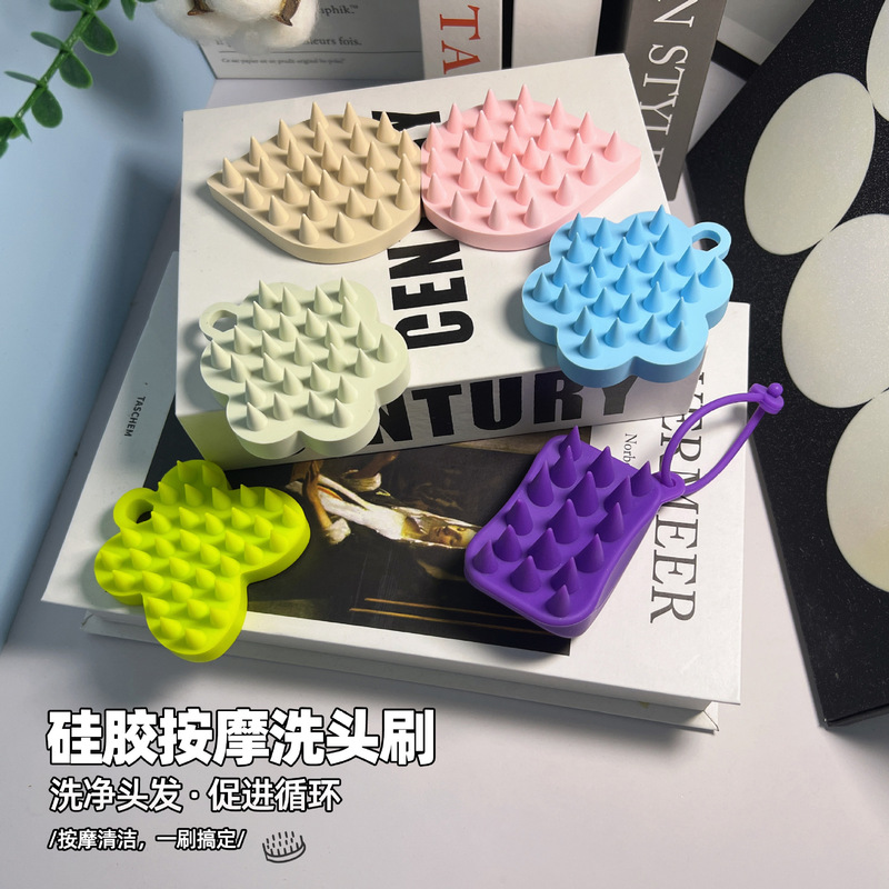 跨境多功能硅胶洗头刷清洁头皮洗发梳头部按摩刷洗头神器批发|undefined