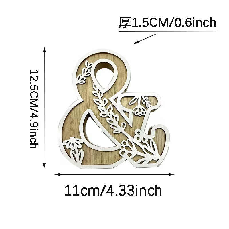 クロスボーダー彫刻アルファベット木製装飾置物花柄デザイン家庭用工芸品置物感|undefined