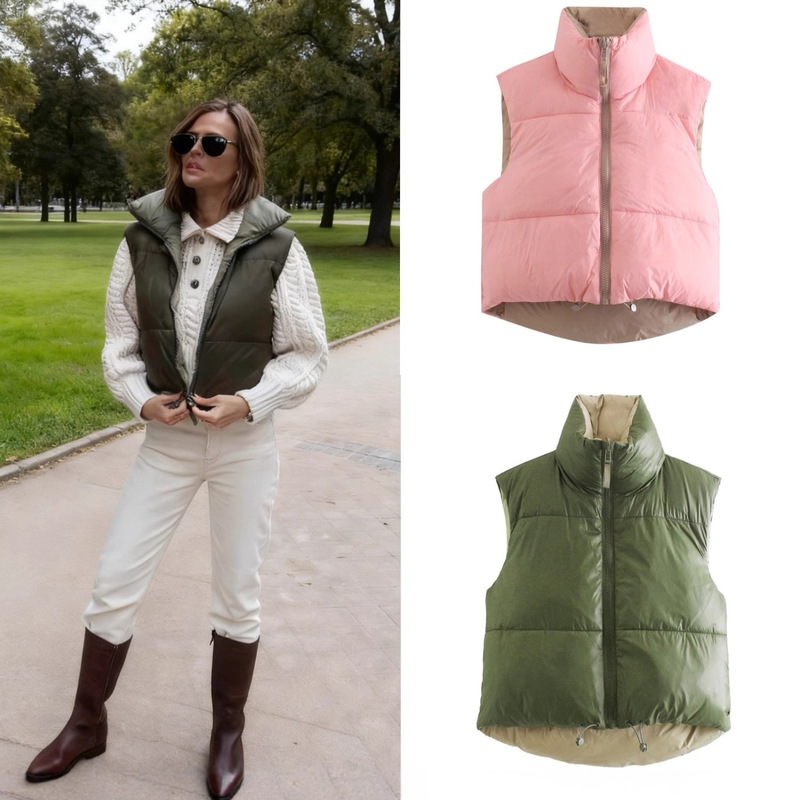 Za Cross-Border Amazon Women's Clothing 2025 Autumn and Winter New European and American Style Casual Reversible Jacket Vest Vest Top