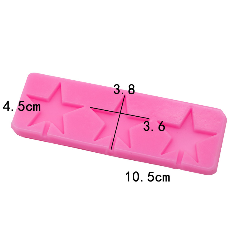 Molde de silicona estrella de cinco puntas de 3 piezas DIY chocolate fondant ritmo seco molde pastel decoración Tarjeta de inserción directa de fábrica