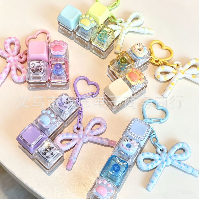 Keyzonic Cross-Border Stress-Relief Popular Keycap Stickers Cute KT Bow Light-Up Keyboard Finger Squeezers
