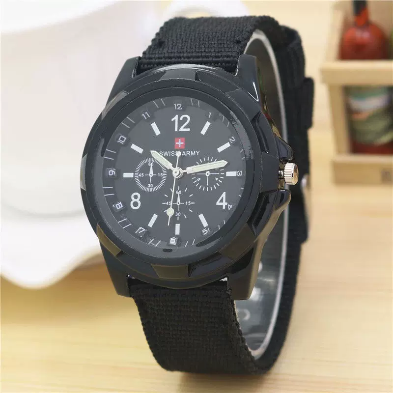 热销男时尚尼龙编织带Gemius swiss watch夜光运动手表军表男士