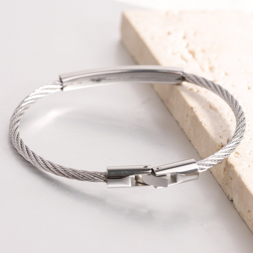 Basic Solid Color Stainless Steel Bangle In Bulk display picture 4