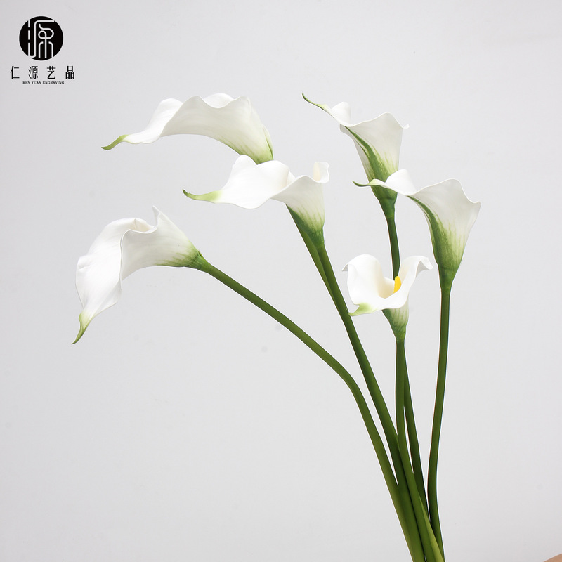Factory direct EVA Calla Lily artificial flower Arum feel fake flower single branch wedding home flower arrangement material props