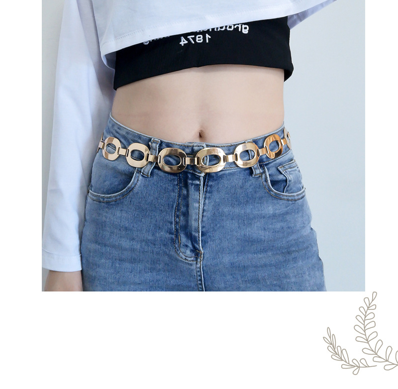 145g Weight Waist Chain Classification 1 Piece Quantity Holiday, Party, Street Occasion Metal Material Oval, Belt Pattern Women's Gender Streetwear Style Streetwear Oval Belt Metal Women's Chain Belts 7