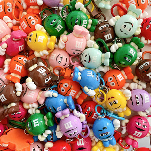 Color Cartoon Fun M Bean Keychain Pendant Cute Personality Backpack Hanging Accessories Student Girlfriend Gift