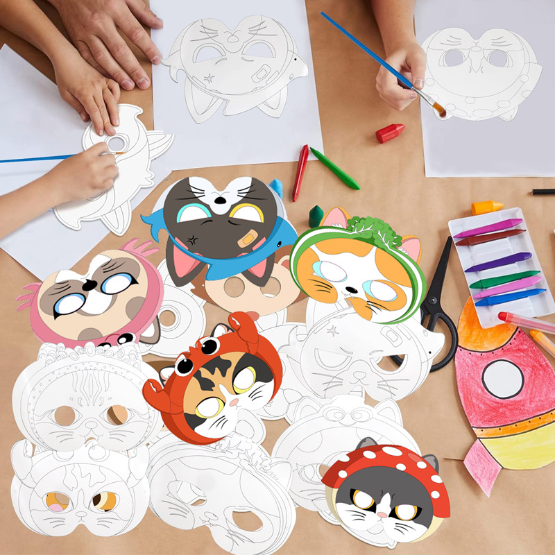 Tarjetas de papel DIY se pueden colorear carnaval nueva máscara para niños pintados máscara de mitad de cara fiesta espectáculo máscara de ojos al por mayor