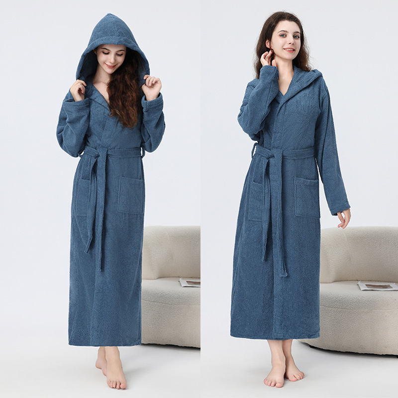 Thickened Towel Material Bathrobe Long Hooded Men's and Women's Absorbent Bathrobe Hotel Nightgown Cross-border Amazon Hair Thickened Towel Material Bathrobe Long Hooded Men's and Women's Absorbent Bathrobe Hotel Nightgown Cross-border Amazon Hair