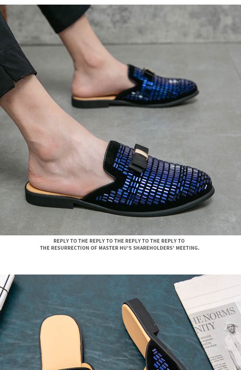 Grenzüberschreitende Sommer-Männer, große Mode, Strass-Baotou-Hausschuhe, britische Persönlichkeit, atmungsaktive Aufkleber, Diamant-Absatzlose Lederschuhe für Männer_voghion.com