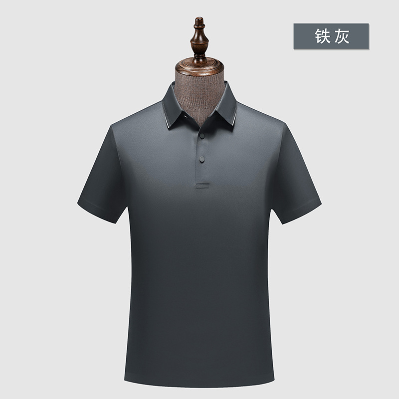 Brocado a cuadros amoníaco sin costuras 5A antibacteriano color sólido cuello de segundo nivel camisa de polo logotipo impreso personalizado ropa de trabajo de secado rápido overoles