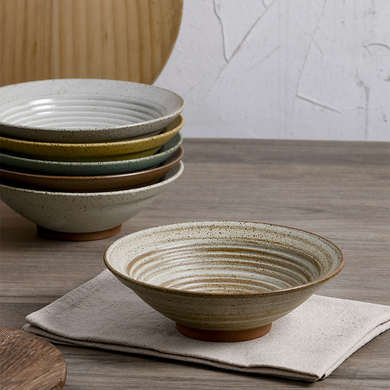 OMK Japanese style stoneware shallow bowl retro 6.6 inch personalized snack bean jelly bowl specialty restaurant bowl wholesale OMK Japanese style stoneware shallow bowl retro 6.6 inch personalized snack bean jelly bowl specialty restaurant bowl wholesale