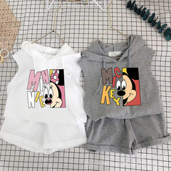Summer new Korean style children's clothing for boys and girls, vest and shorts suit, baby, baby and children's summer dress, two-piece set