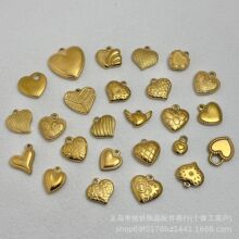 花纹心形diy配件金色爱心相盒吊坠复古项链手链饰品配件手链相盒