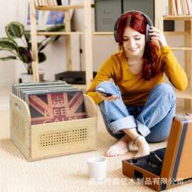 木制桌面藤编收纳筐玄关钥匙盒化妆品洗漱用品收纳盒CD杂志收纳盒