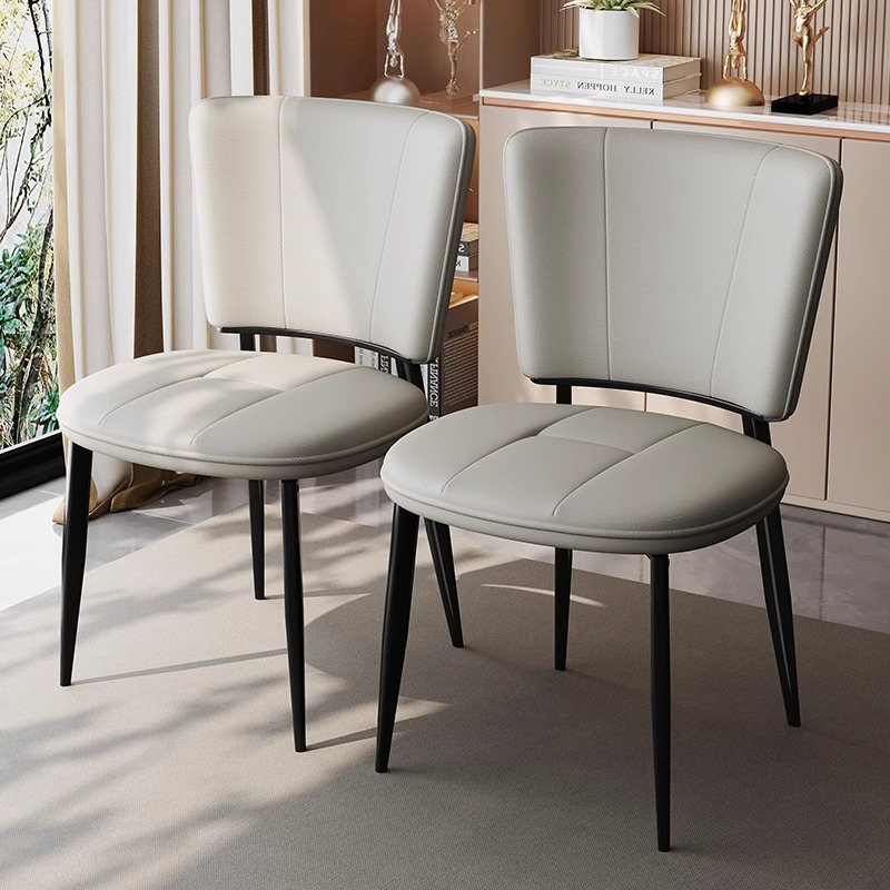 Sillas de comedor italianas simples sillas de respaldo de diseño de alta gama de comedor de cuero de paquete suave