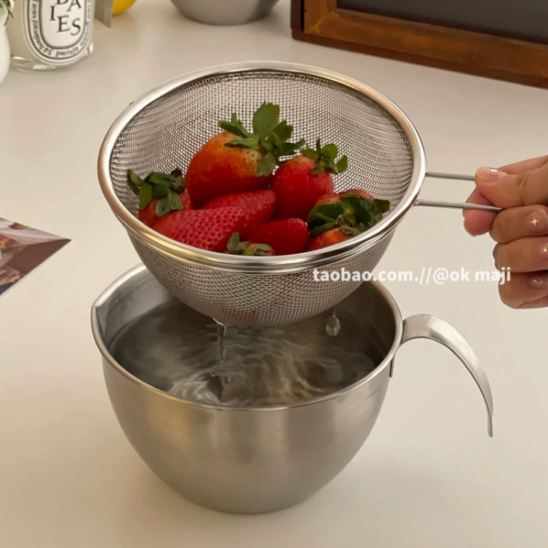 304 из нержавеющей стали для мытья фруктов слива корзина с ручкой для приготовления пищи миска для домашней кухни