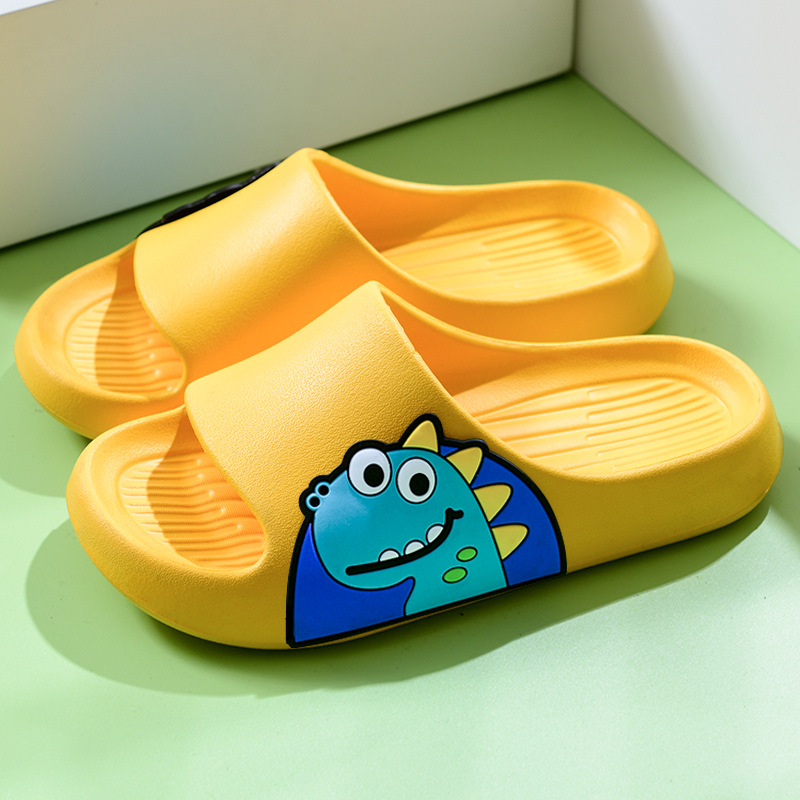 Pantuflas de dinosaurio para niños baño para niños baño interior antideslizante fondo suave bebé casa dibujos animados linda chica sandalias