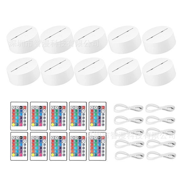 Transfronterizo nuevo exótico 3D luz de la noche titular USB Toque control Remoto colorido luz de la noche lámpara de mesa de acrílico combinación base