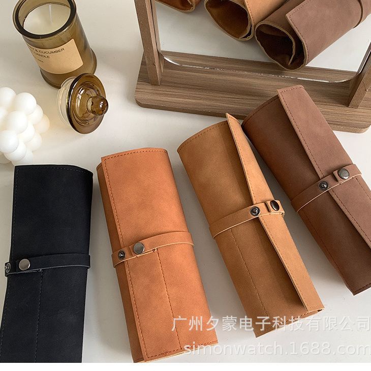 Vintage Leather Storage Bag Fashion Travel Carrying Case For Apple Huawei oppo Xiaomi watch Strap