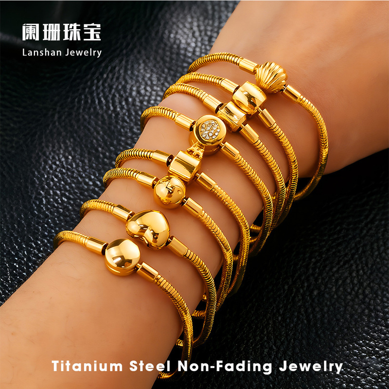 Stainless Steel Light Luxury Multi-Layer Snake Bone Bracelet Titanium Steel Unisex Versatile Heart Crown Round Clasp Bracelet Stainless Steel Light Luxury Multi-Layer Snake Bone Bracelet Titanium Steel Unisex Versatile Heart Crown Round Clasp Bracelet