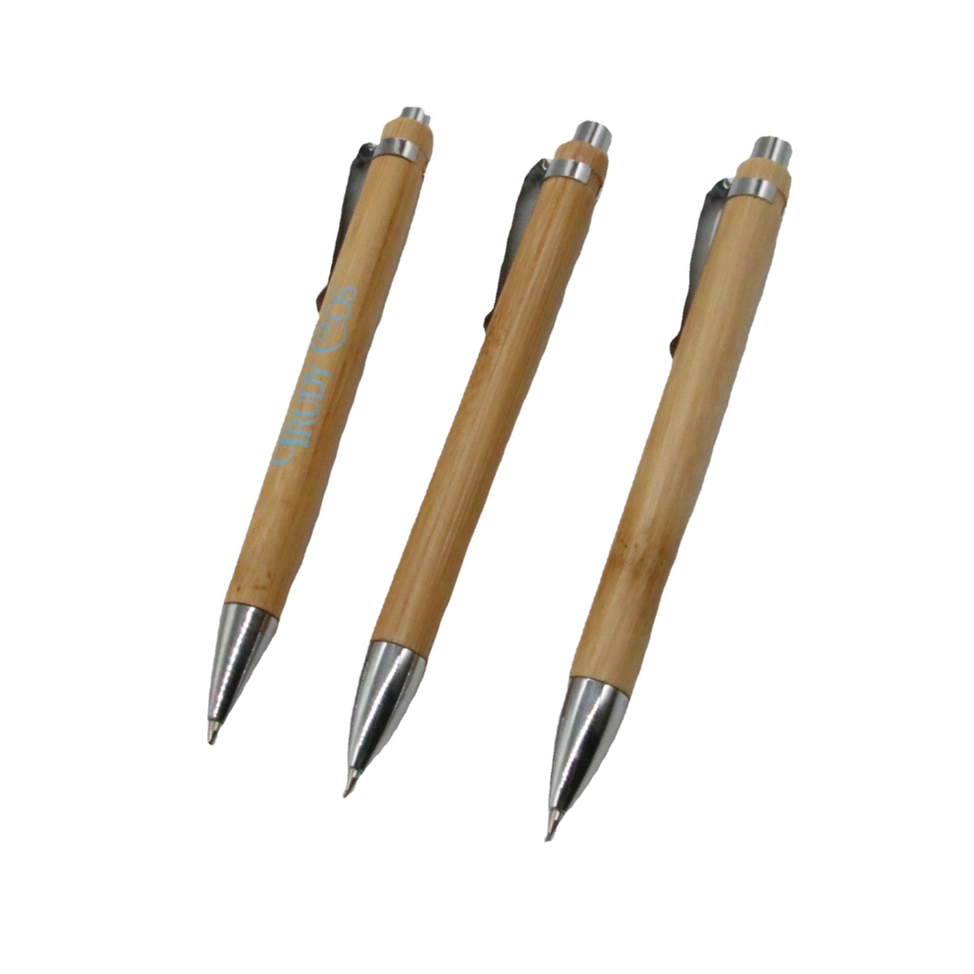 Pluma de bambú lápiz automático lápiz en stock pluma de madera 0,7mm recarga de lápiz automático