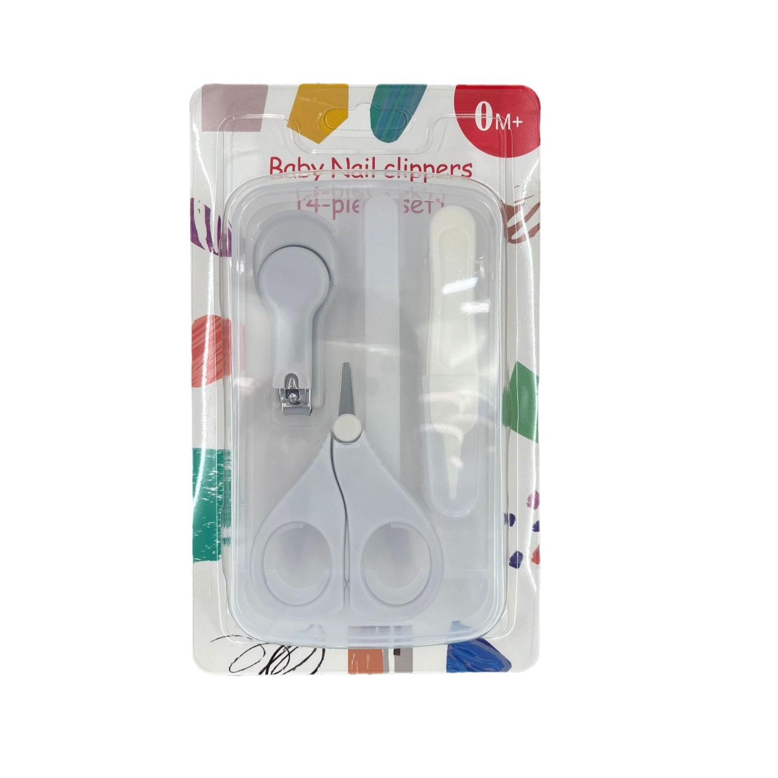 Cuatro piezas de tijeras de uñas para bebés multicolores, ajuste de clip de uñas de seguridad para bebés, conjunto de archivos de uñas para bebés