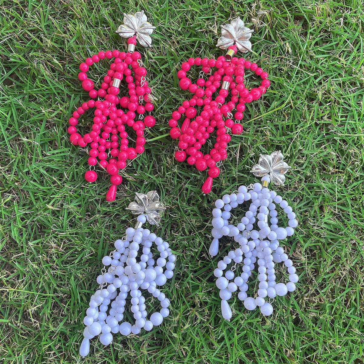 Resin Beads String Tassel Eardrops Ethnic Style Earrings display picture 2