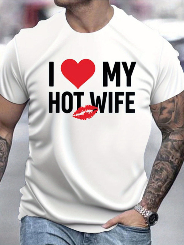 I Love My Sexy Wife Printed T-Shirt Premium Cotton Men's Summer Casual Short Sleeve T-Shirt, Round Neck