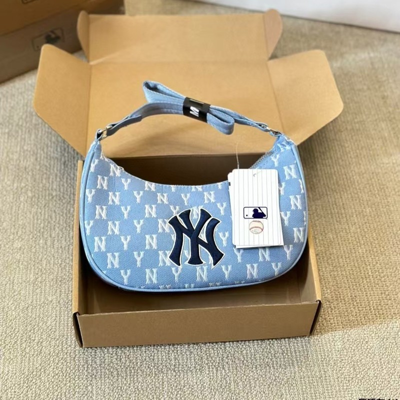 mlb腋下包 新款洋基队刺绣复古老花单肩斜挎包NY女士手提腋下包|undefined