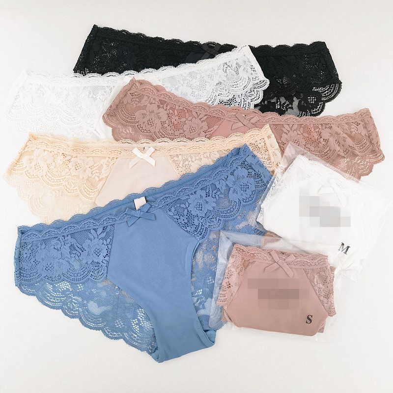 Large Size Plus Weiga Underwear European and American Foreign Trade Lace Underwear Low Waist Half Hip Underwear Triangle Underwear