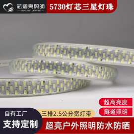 led灯带高压220v三排276珠隧道照明户外防水工程亮化软灯条高亮度