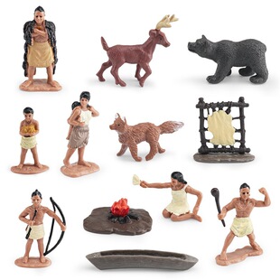 Simulation Bova Indian model suit campfire chief bowatan warrior primitive man sand table decoration toy