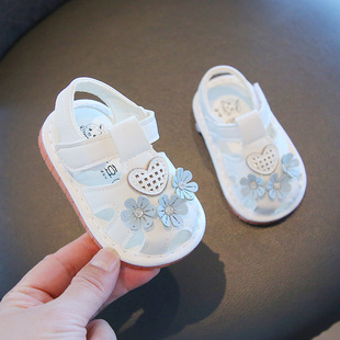 Baby Girl Sandals Summer New One-Year-Old Baby Toddler Shoes Soft Sole Non-Slip Girl Princess Shoes Girls' Calling Shoes